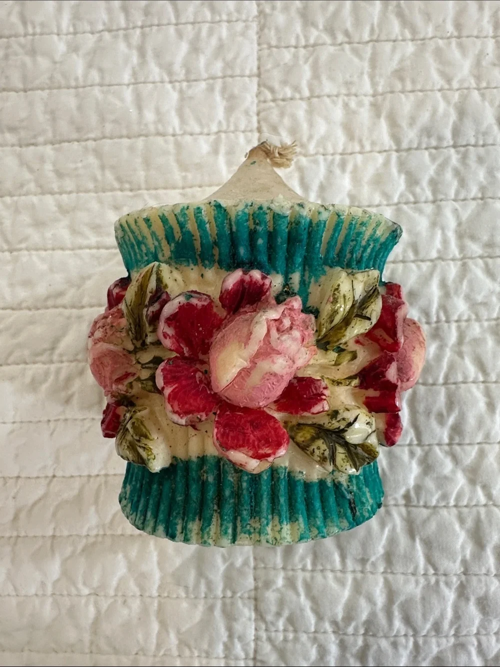 Vintage Hand Painted Hand Carved Floral Decorative Candle Rose 🌹